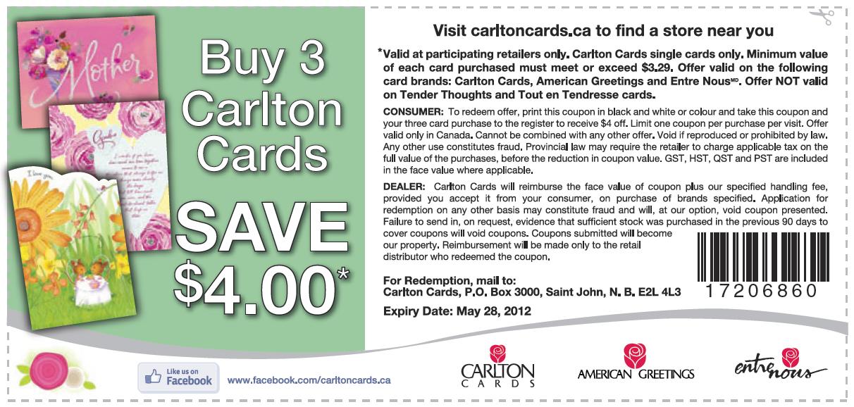 Carlton cards coupons canada
