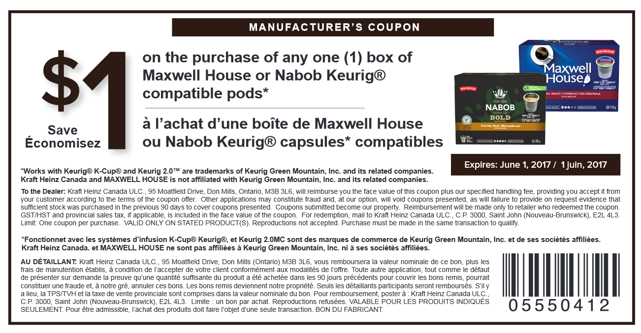 Maxwell House or Nabob Details