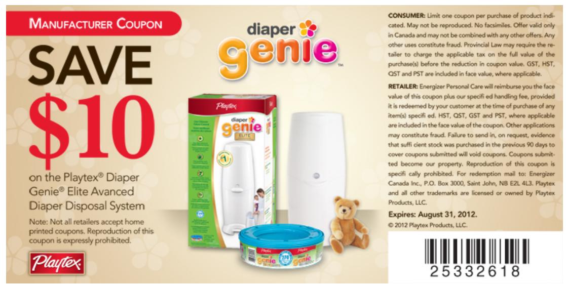 Munchkin Canada Printable Coupon: Save $1.00 Off Diaper Genie Refill